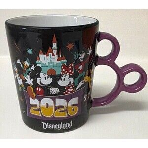 Disneyland Resort 2026 Dated Mickey Mouse Minnie Mouse Mug Purple Ears Handle
